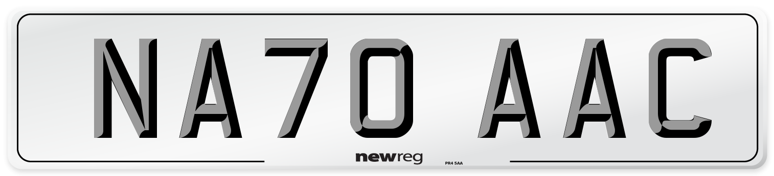 NA70 AAC Number Plate from New Reg